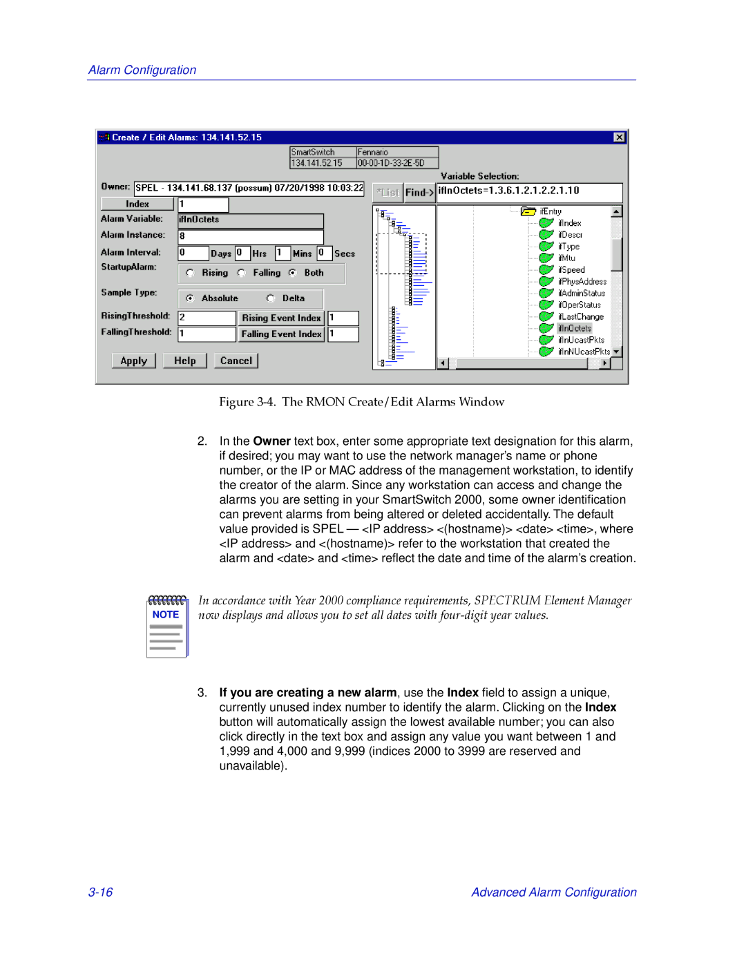 Cabletron Systems 2000 manual Alarm Conﬁguration 