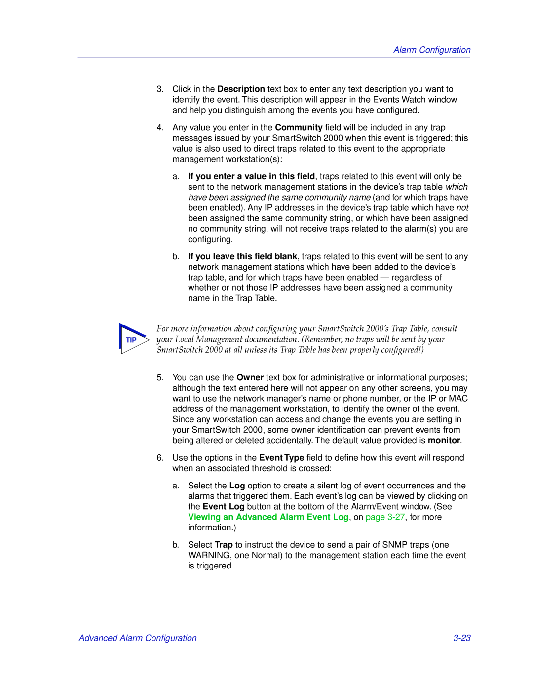 Cabletron Systems 2000 manual Alarm Conﬁguration 