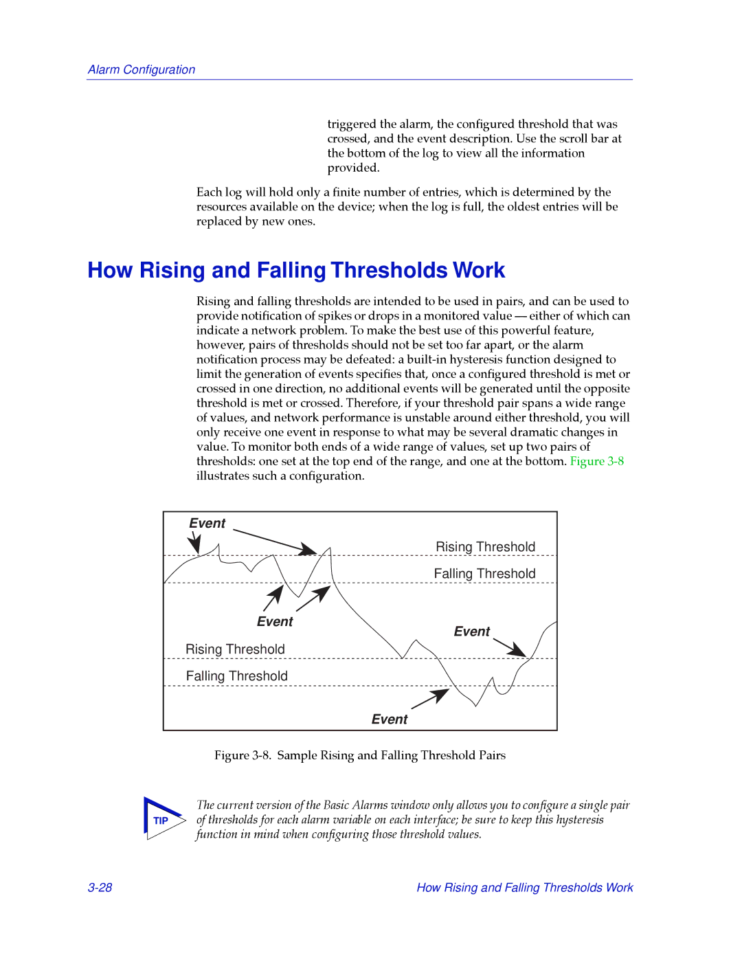 Cabletron Systems 2000 manual How Rising and Falling Thresholds Work, Sample Rising and Falling Threshold Pairs 