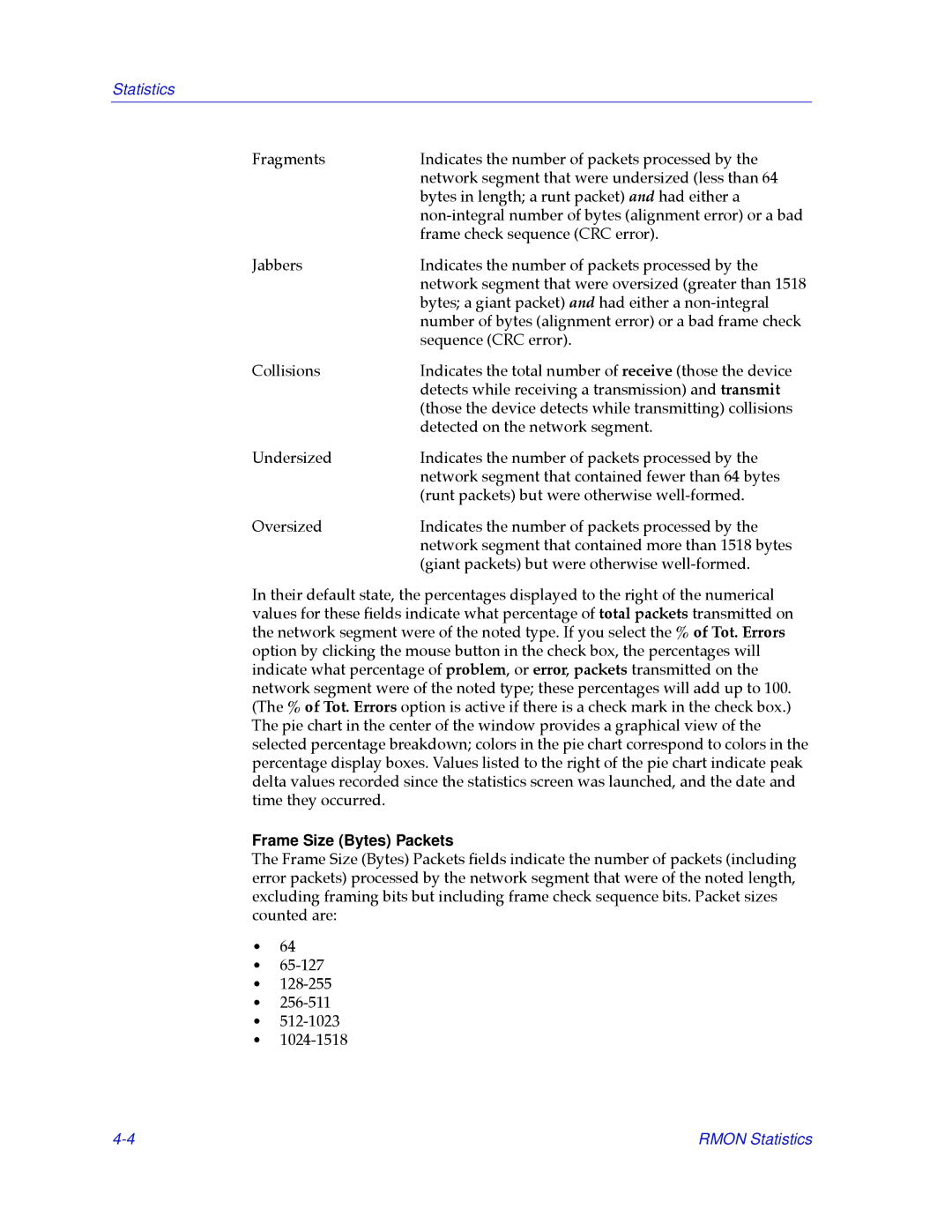 Cabletron Systems 2000 manual Frame Size Bytes Packets 