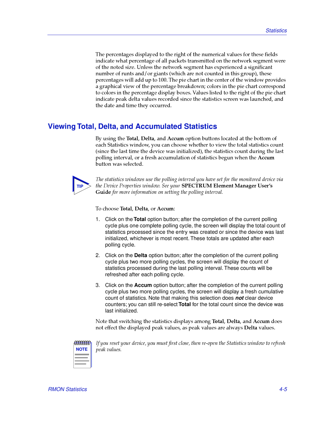 Cabletron Systems 2000 manual Viewing Total, Delta, and Accumulated Statistics 