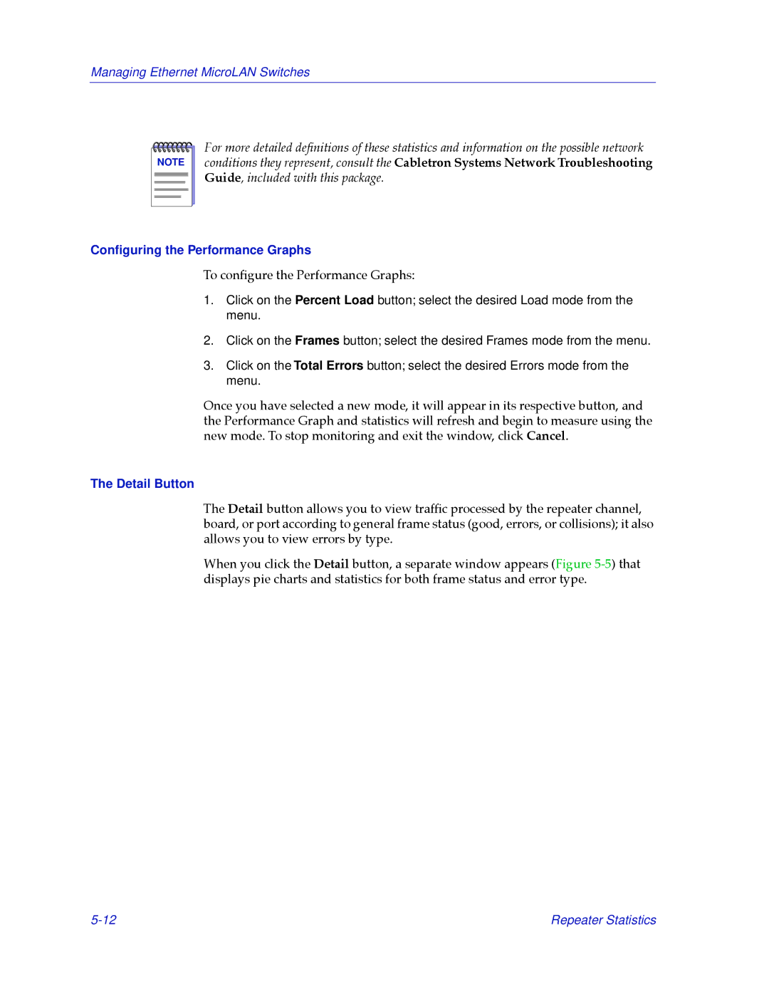 Cabletron Systems 2000 manual Conﬁguring the Performance Graphs, Detail Button 