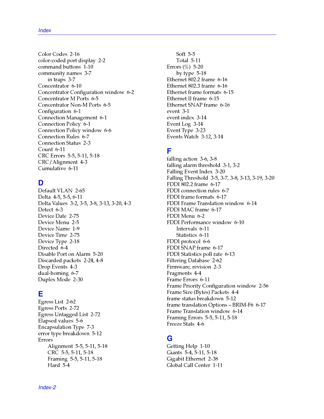 Cabletron Systems 2000 manual Index-2 