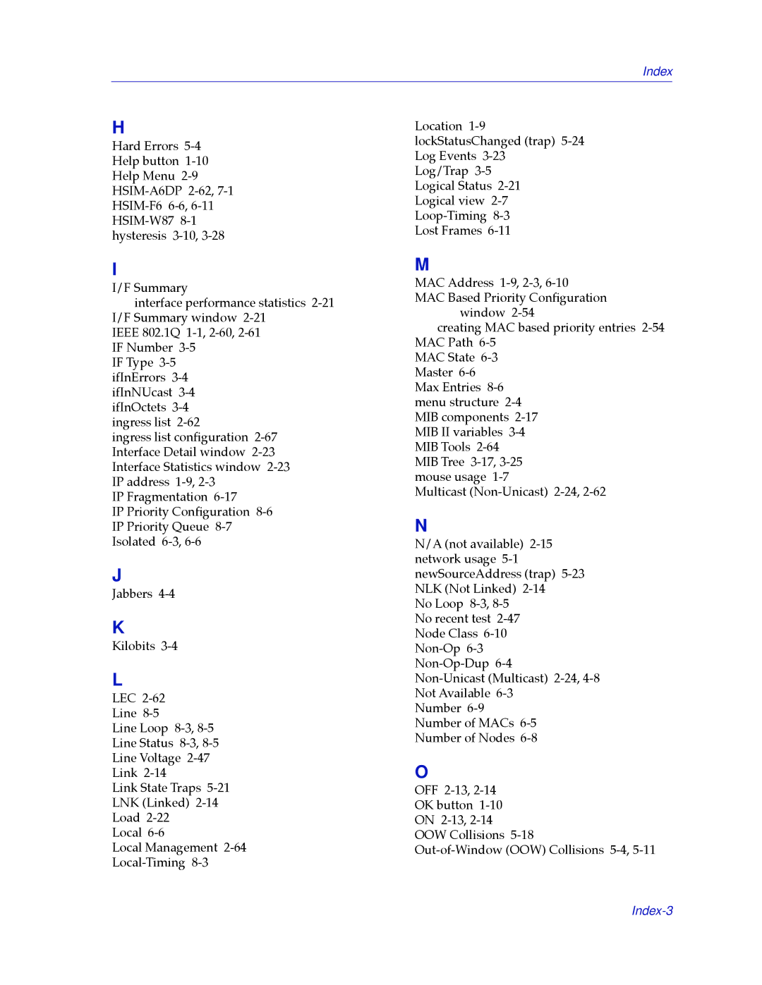 Cabletron Systems 2000 manual Index-3 