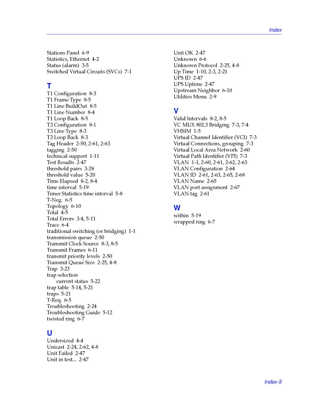 Cabletron Systems 2000 manual Index-5 