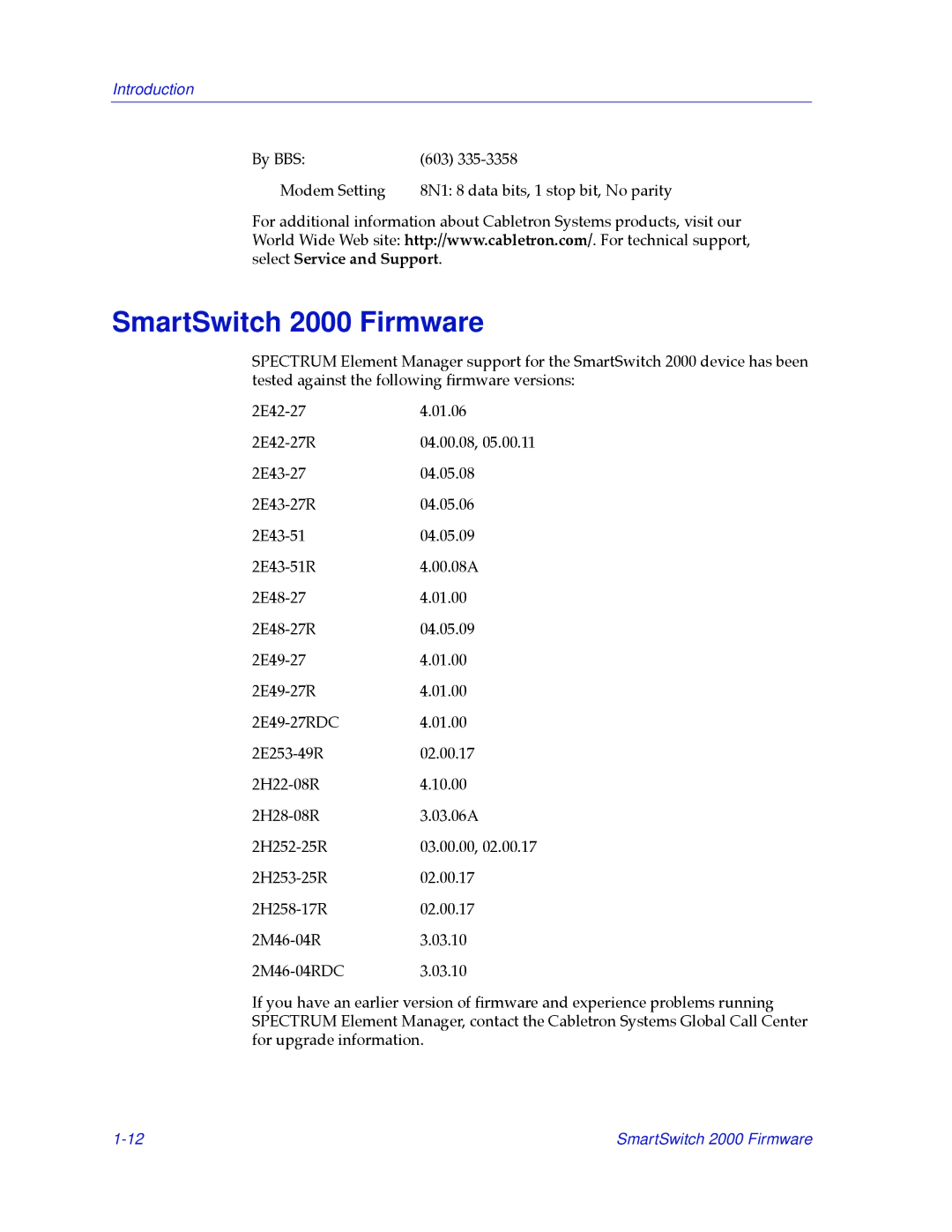 Cabletron Systems manual SmartSwitch 2000 Firmware 