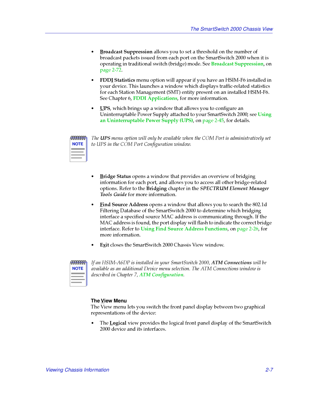 Cabletron Systems 2000 manual View Menu 