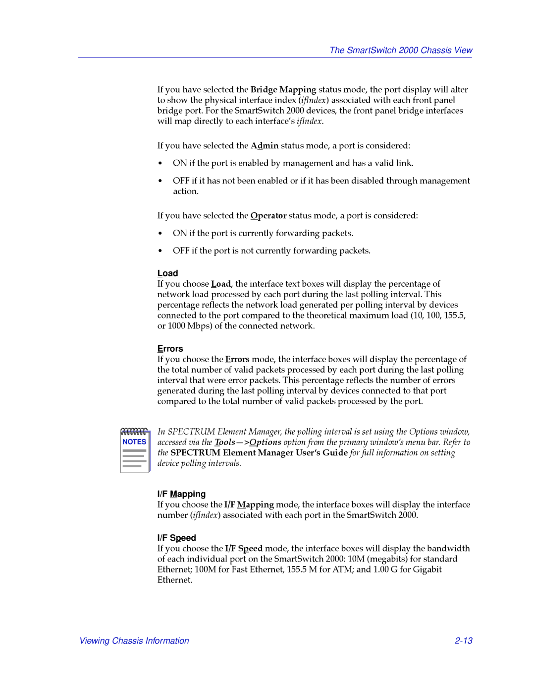 Cabletron Systems 2000 manual Load, Errors, Mapping, Speed 