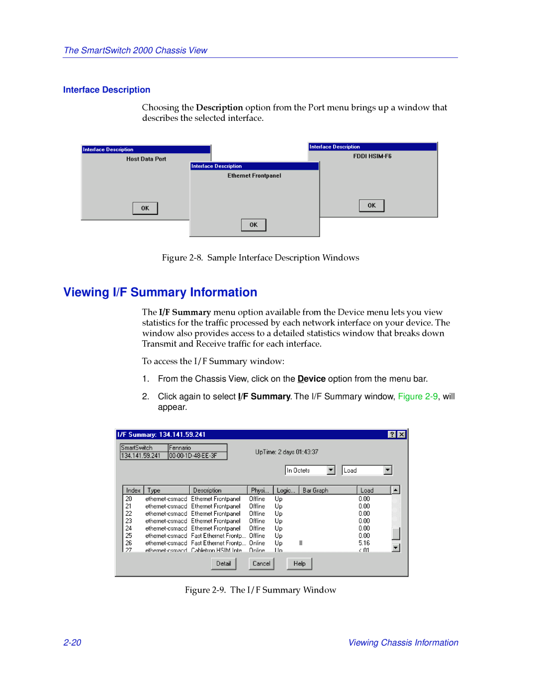 Cabletron Systems 2000 manual Viewing I/F Summary Information, Interface Description 