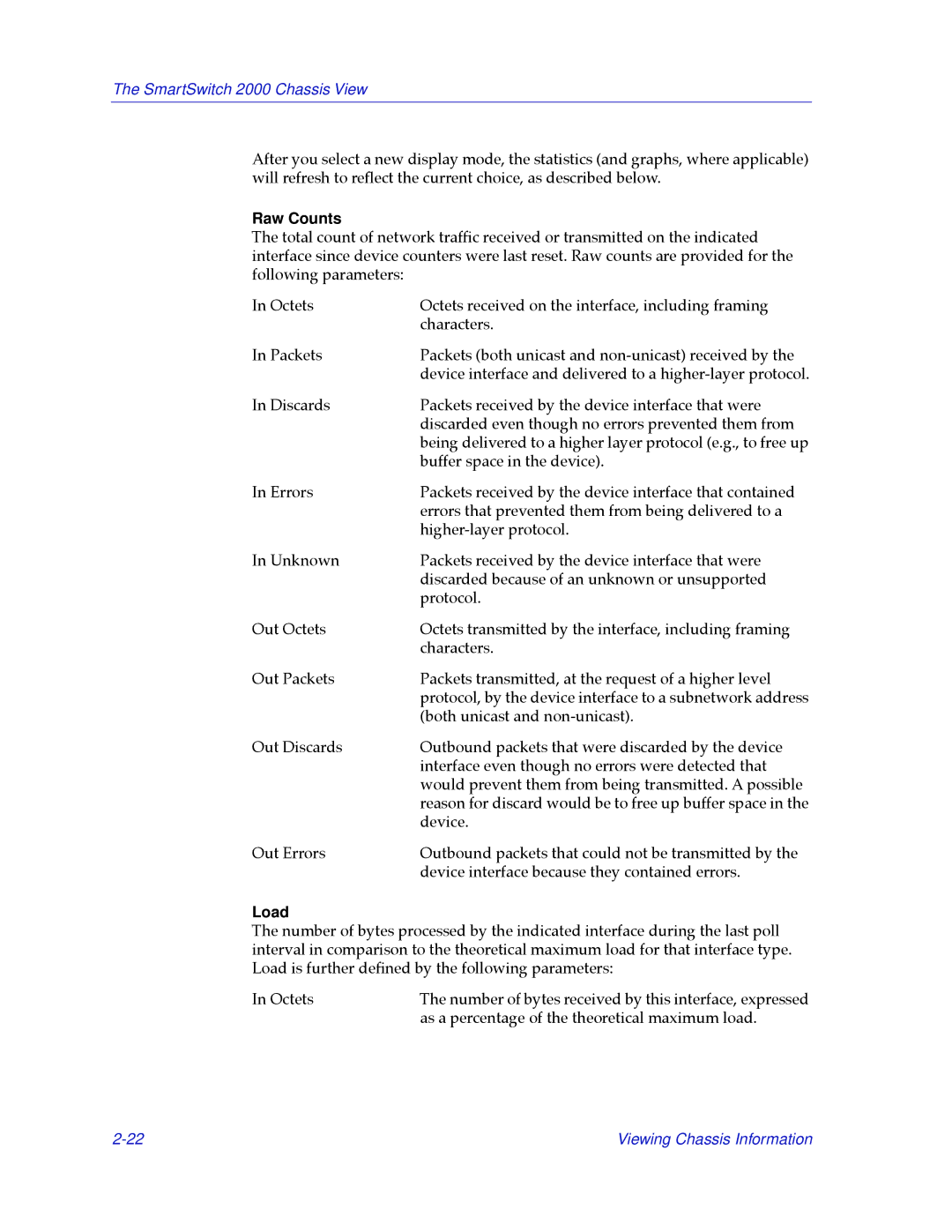 Cabletron Systems 2000 manual Raw Counts, Load 