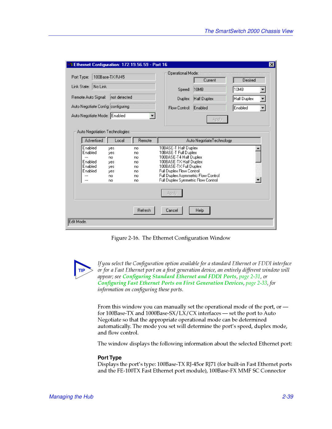 Cabletron Systems 2000 manual The Ethernet ConÞguration Window 