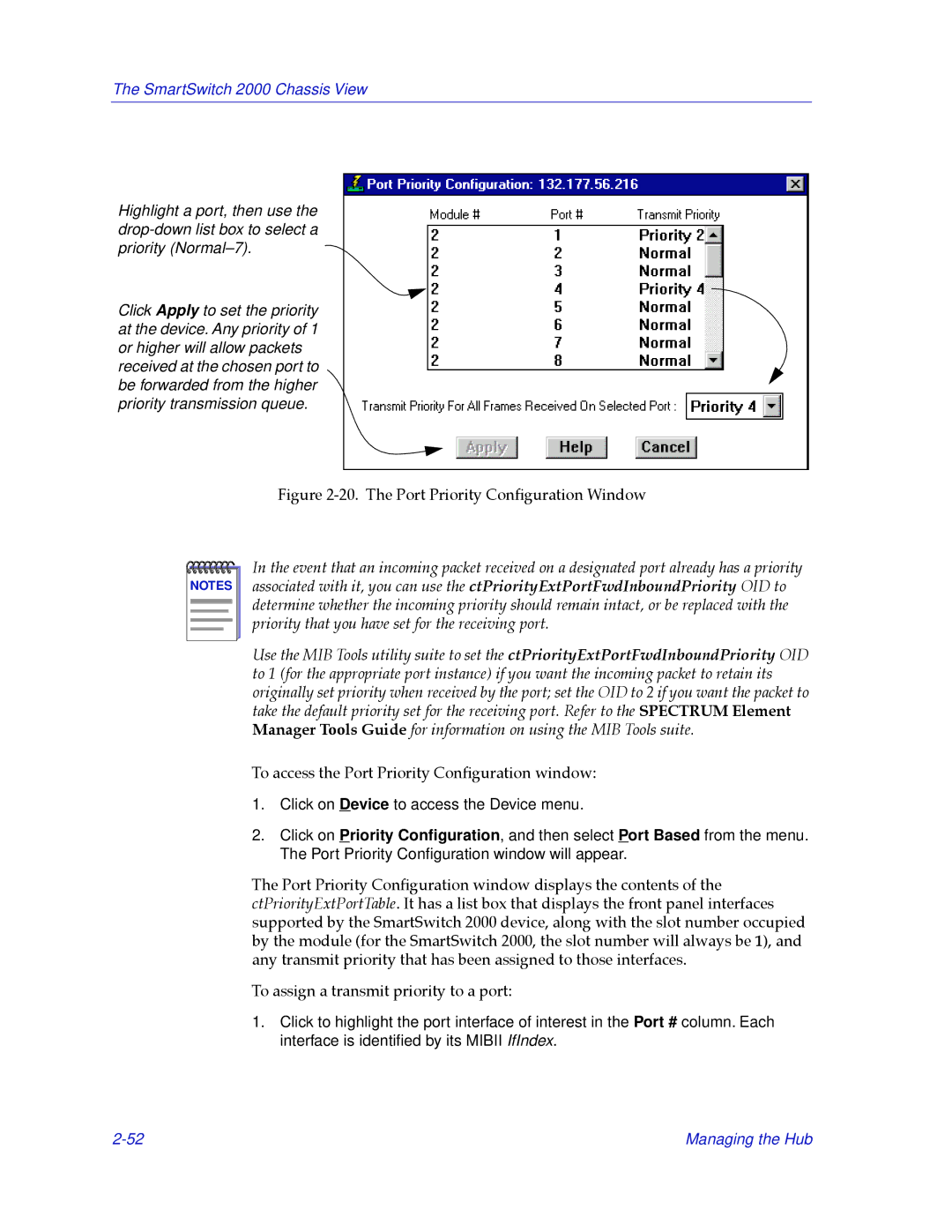 Cabletron Systems 2000 manual The Port Priority ConÞguration Window 