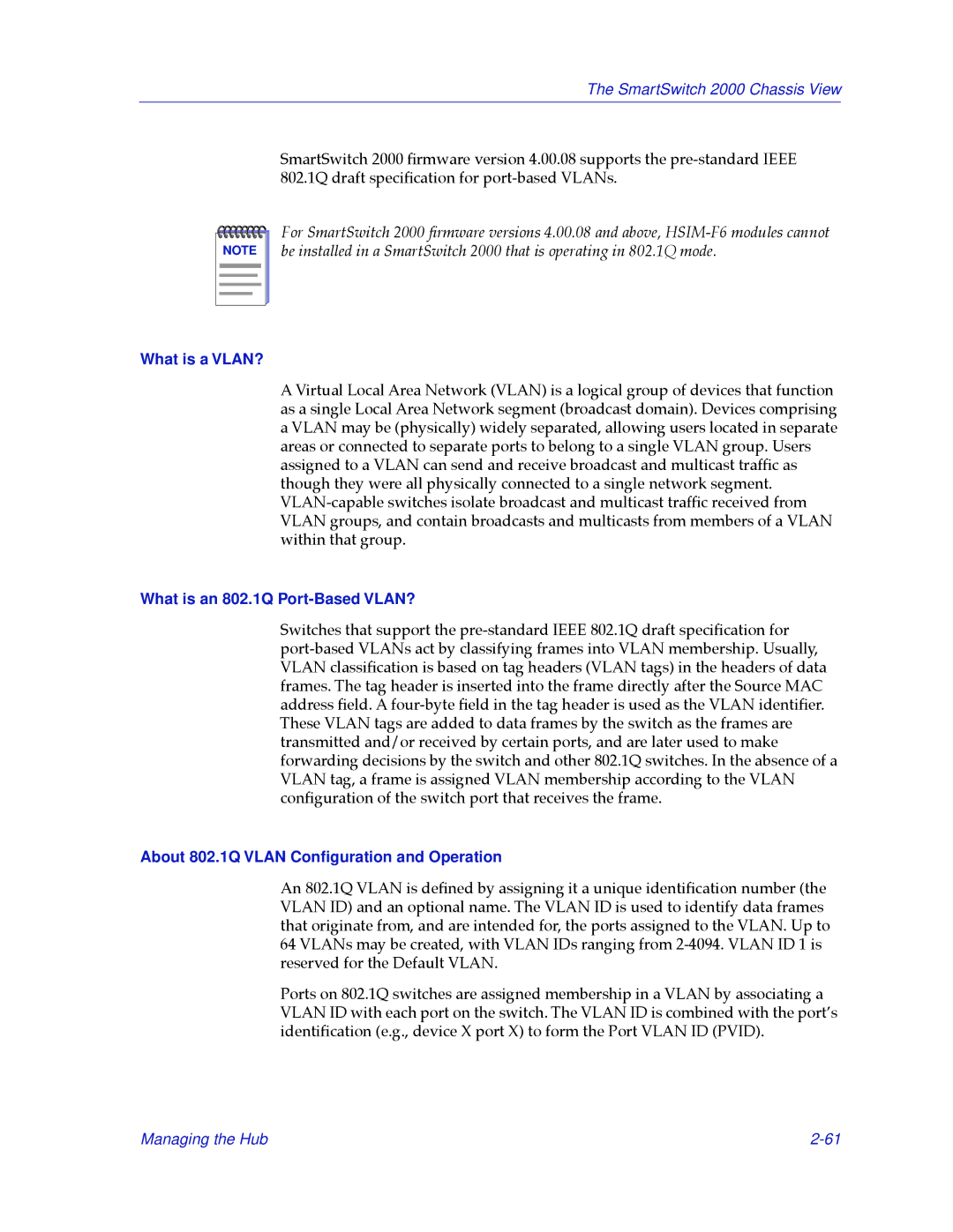 Cabletron Systems 2000 What is a VLAN?, What is an 802.1Q Port-Based VLAN?, About 802.1Q Vlan Conﬁguration and Operation 