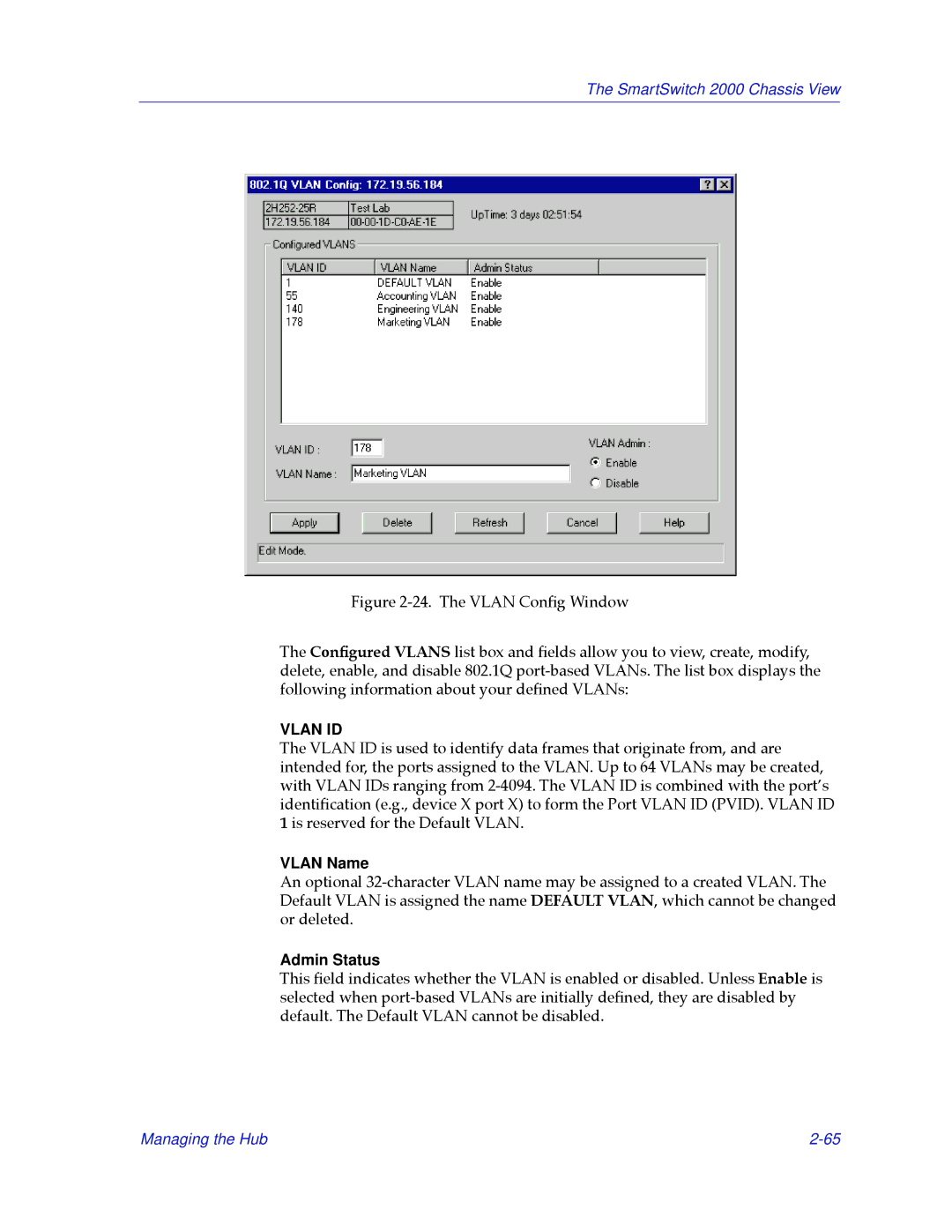 Cabletron Systems 2000 manual Vlan Name, Admin Status 