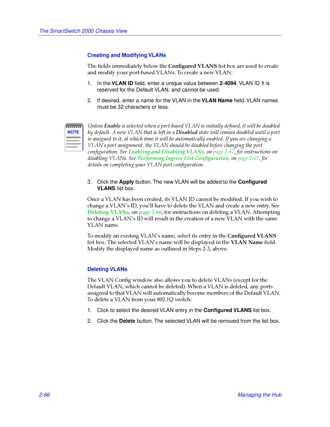 Cabletron Systems 2000 manual Creating and Modifying VLANs, Deleting VLANs 