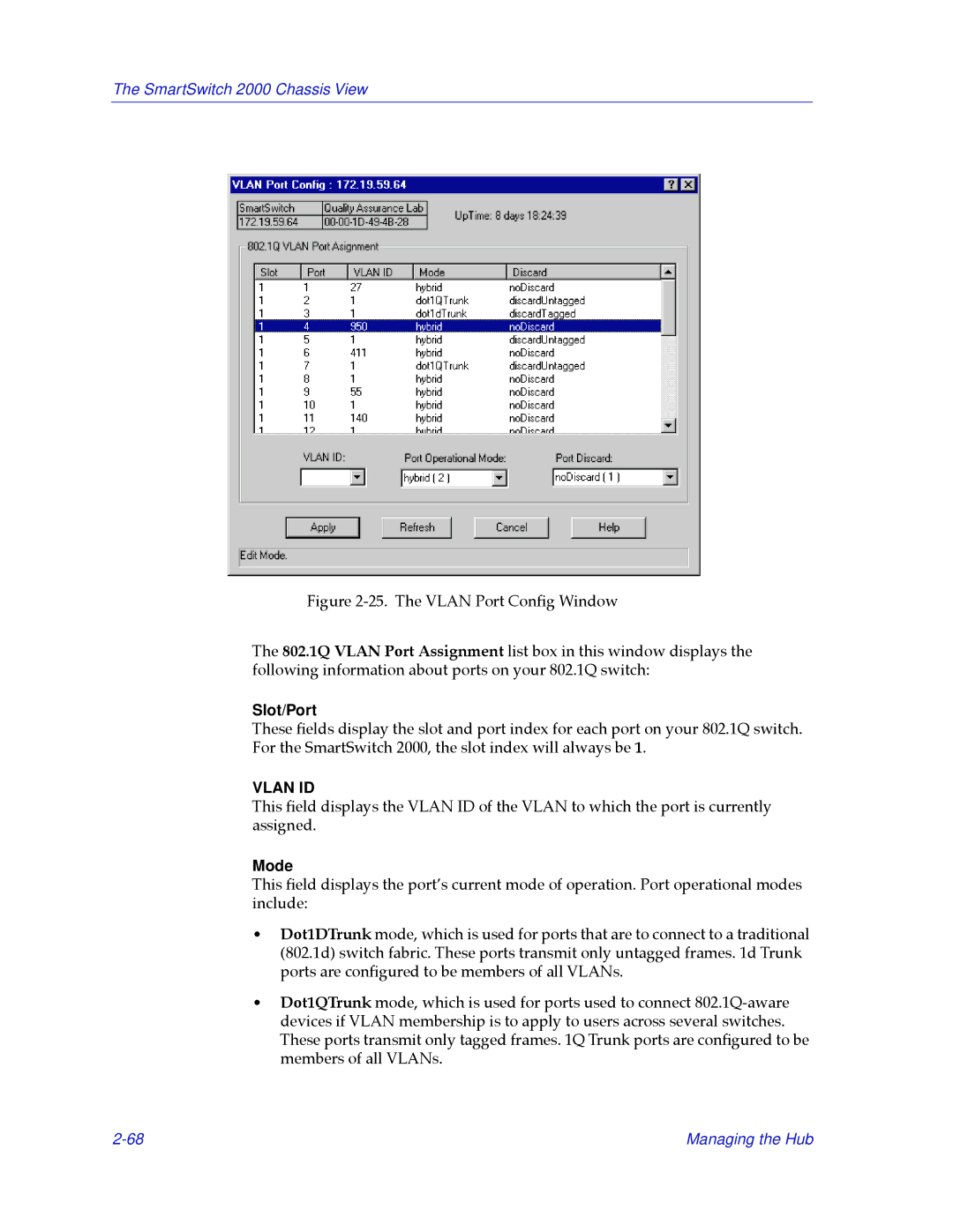 Cabletron Systems 2000 manual Slot/Port, Mode 