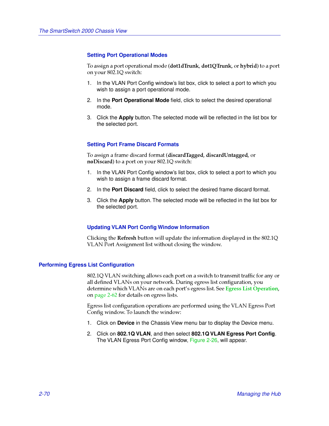 Cabletron Systems 2000 manual Setting Port Operational Modes, Setting Port Frame Discard Formats 