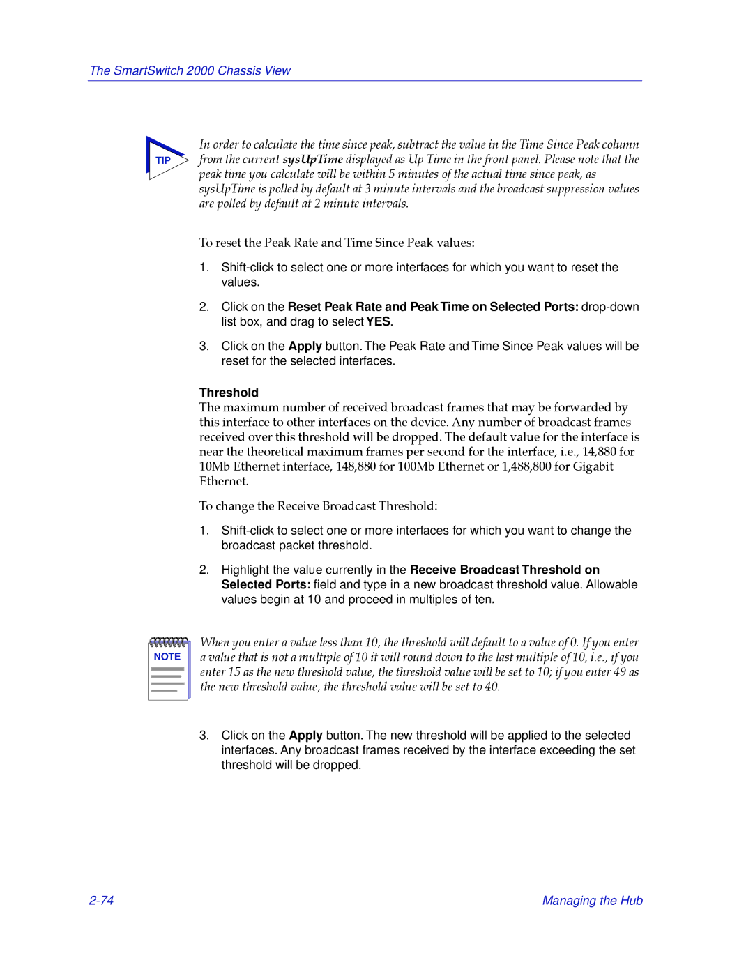 Cabletron Systems 2000 manual Threshold 