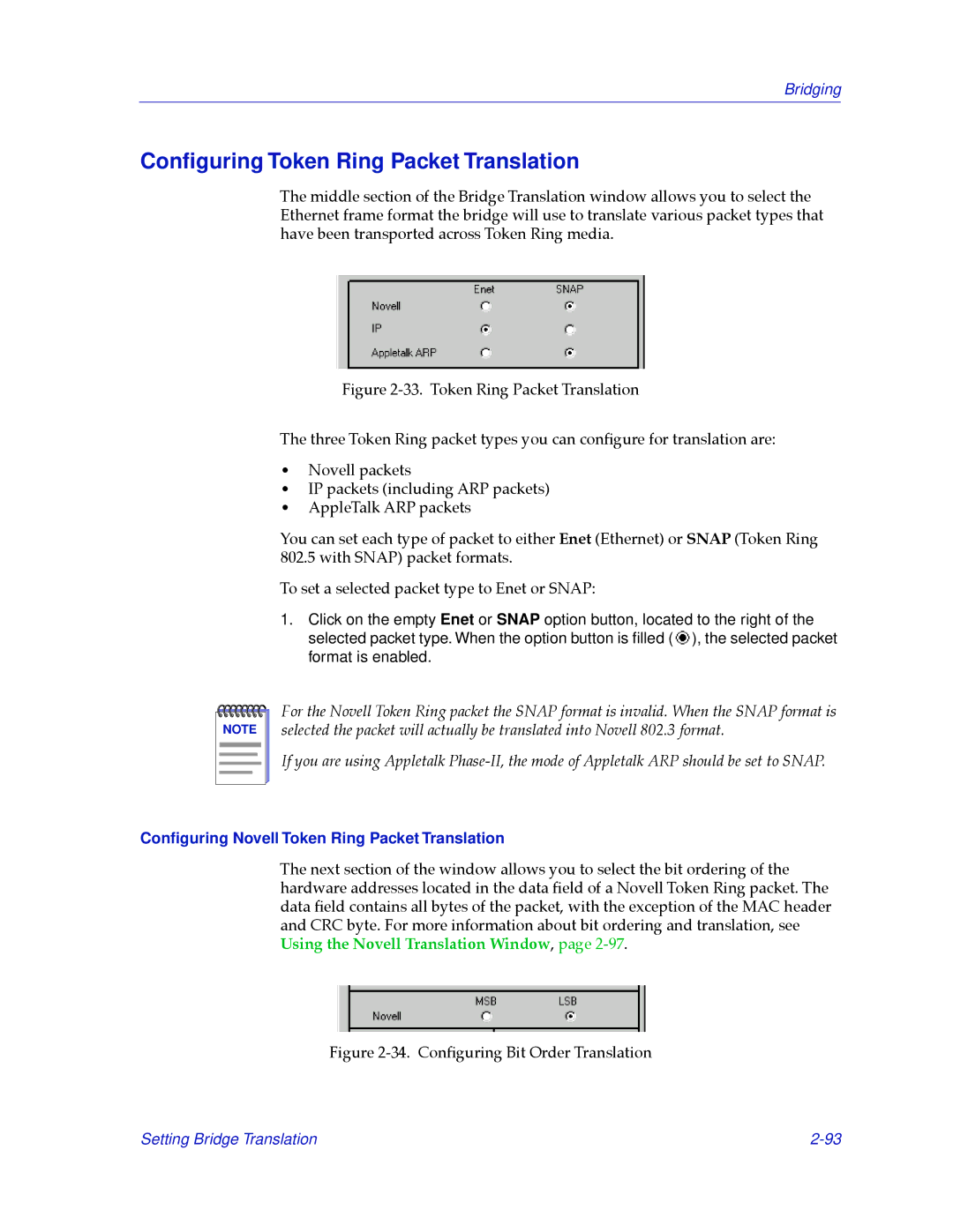 Cabletron Systems 2.2 manual Conﬁguring Token Ring Packet Translation, Conﬁguring Novell Token Ring Packet Translation 