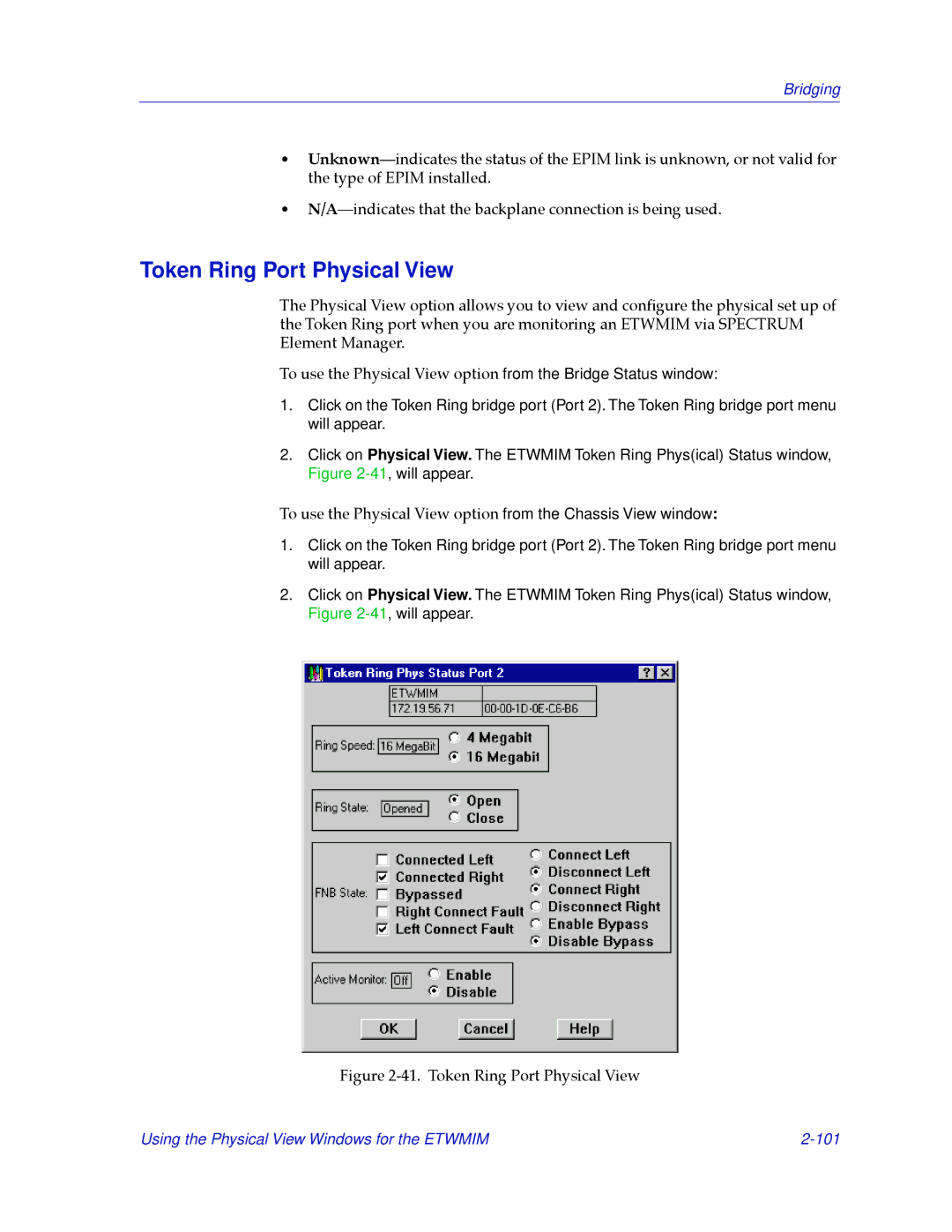 Cabletron Systems 2.2 manual Token Ring Port Physical View 