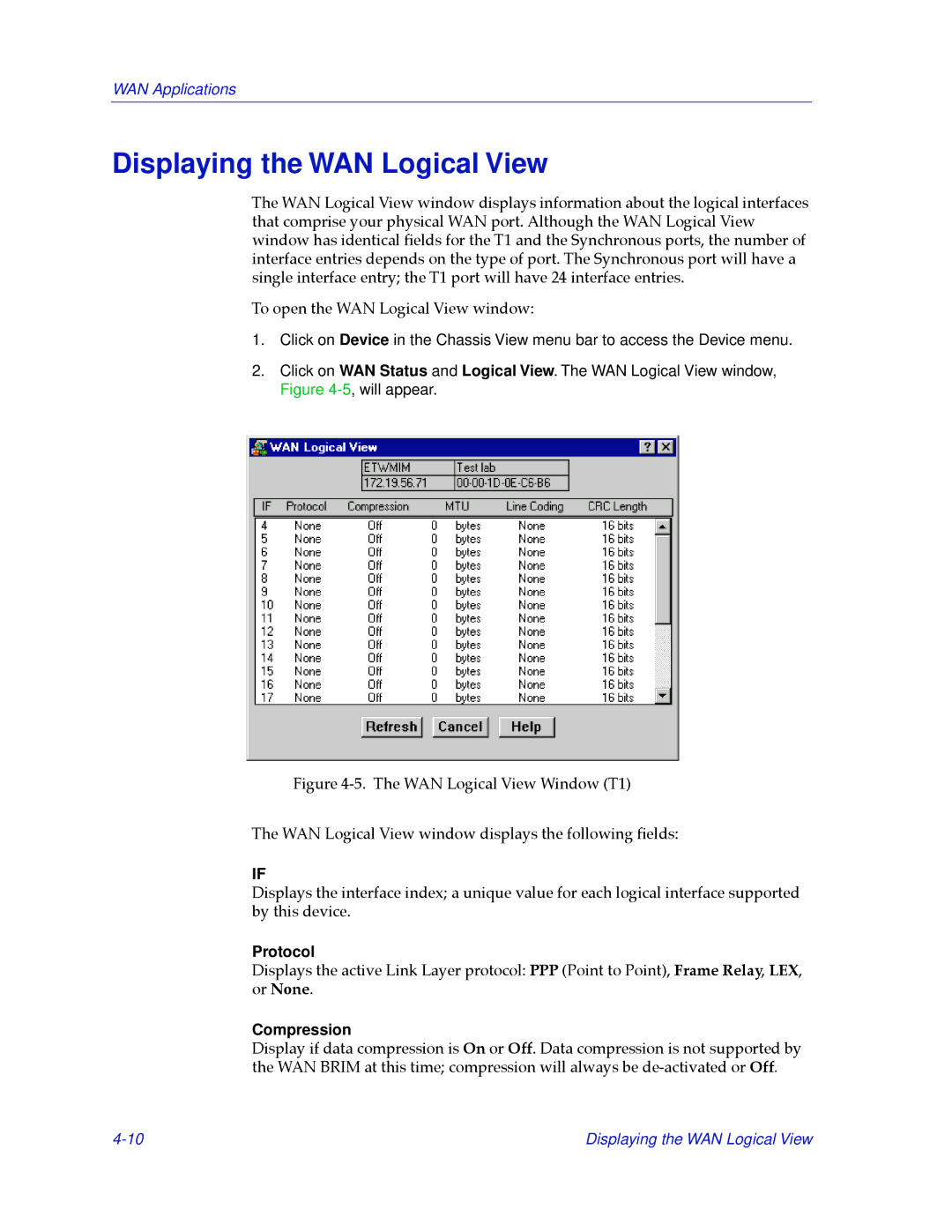 Cabletron Systems 2.2 manual Displaying the WAN Logical View, Compression 