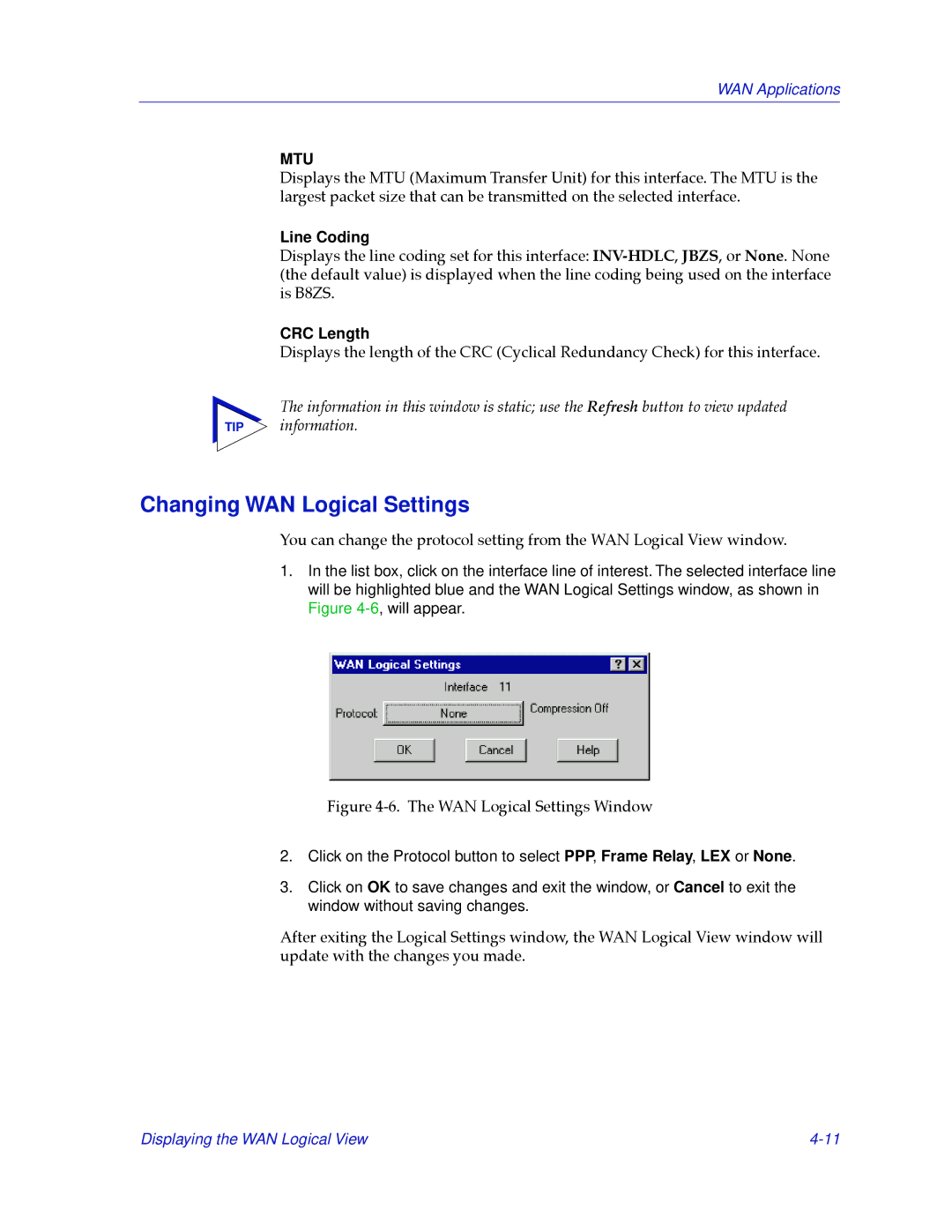 Cabletron Systems 2.2 manual Changing WAN Logical Settings, CRC Length 