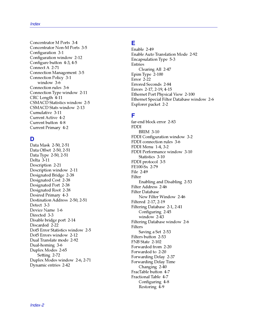 Cabletron Systems 2.2 manual Index-2 