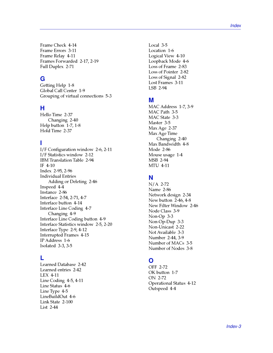 Cabletron Systems 2.2 manual Index-3 