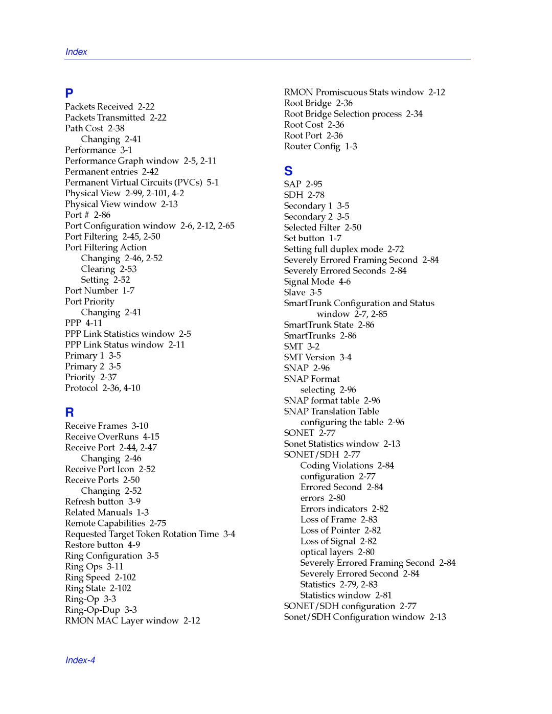 Cabletron Systems 2.2 manual Index-4 