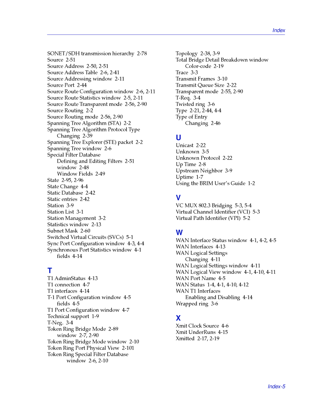 Cabletron Systems 2.2 manual Index-5 