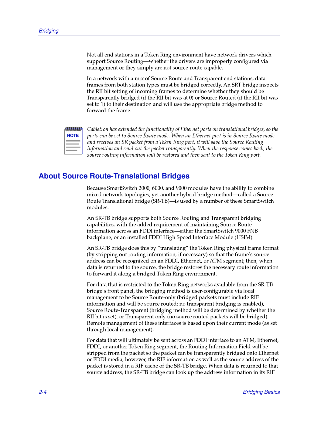 Cabletron Systems 2.2 manual About Source Route-Translational Bridges 