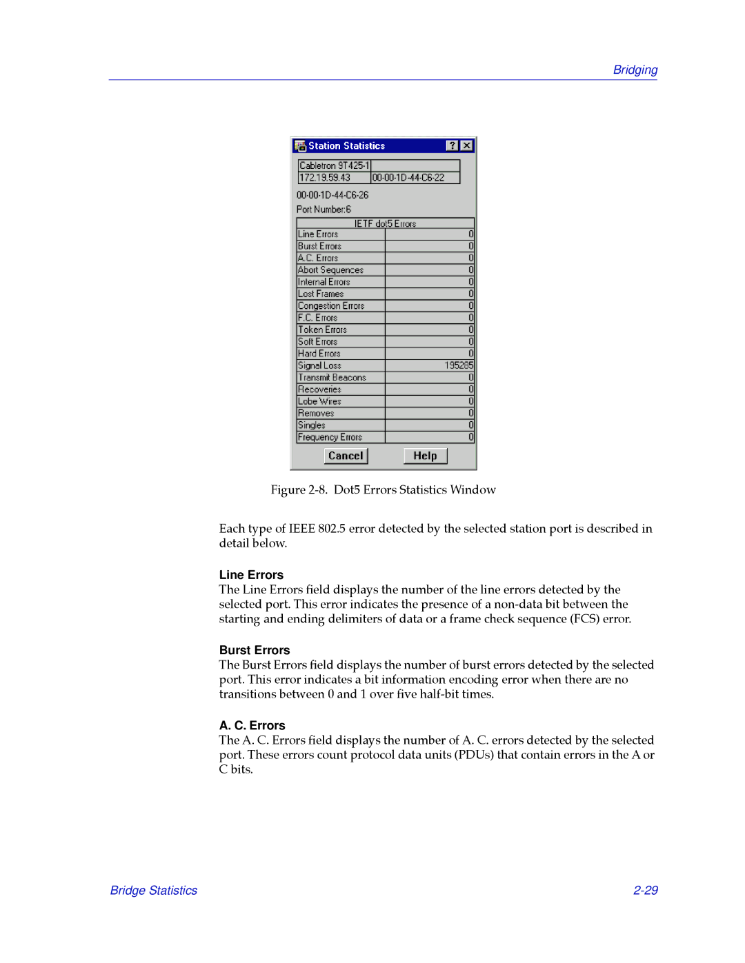 Cabletron Systems 2.2 manual Line Errors, Burst Errors 