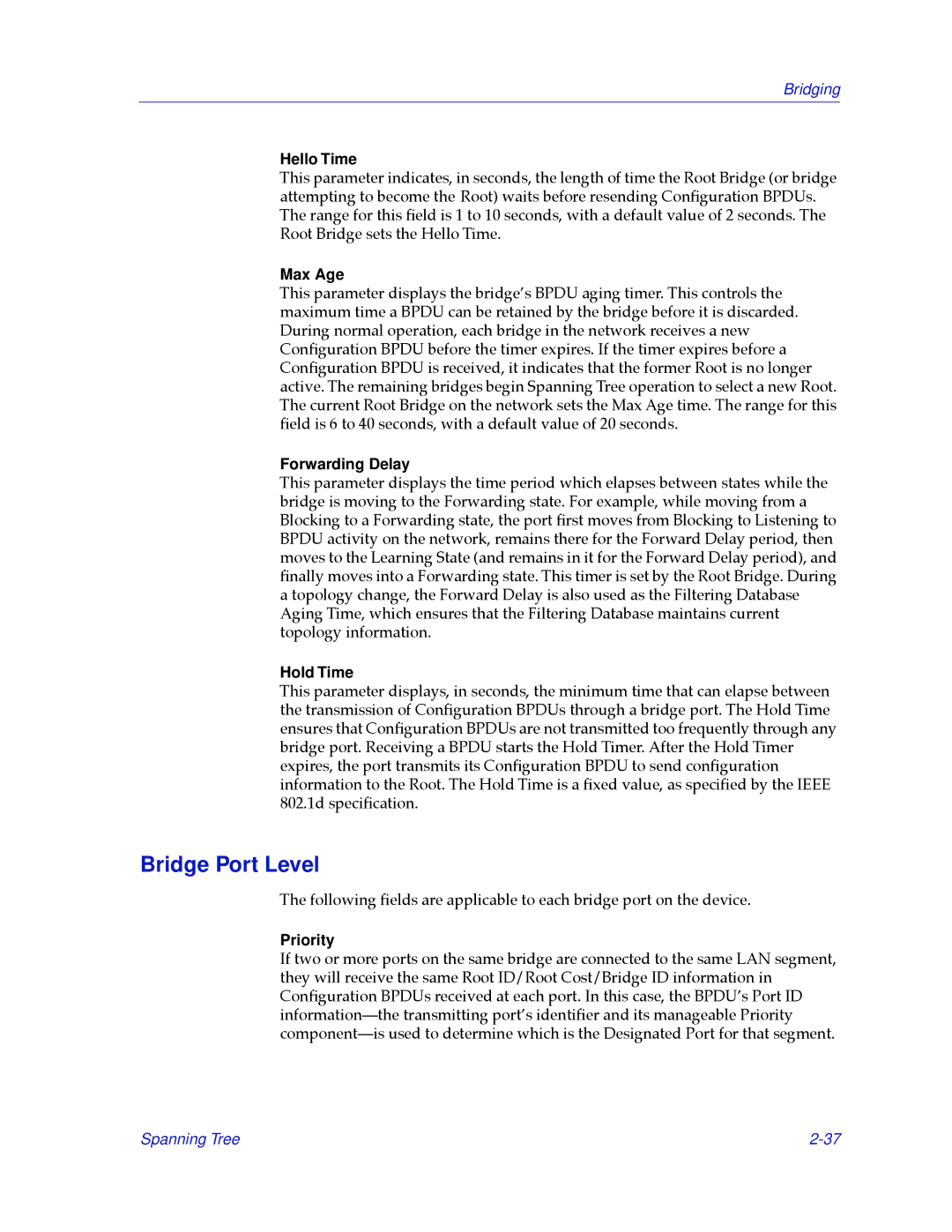 Cabletron Systems 2.2 manual Bridge Port Level 