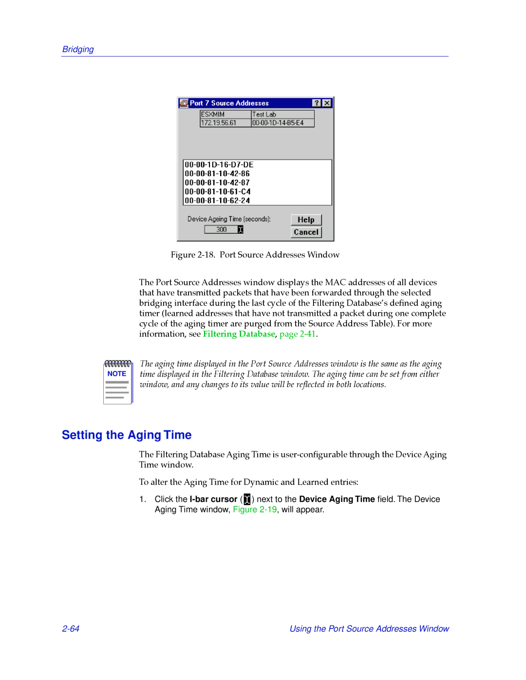 Cabletron Systems 2.2 manual Setting the Aging Time 