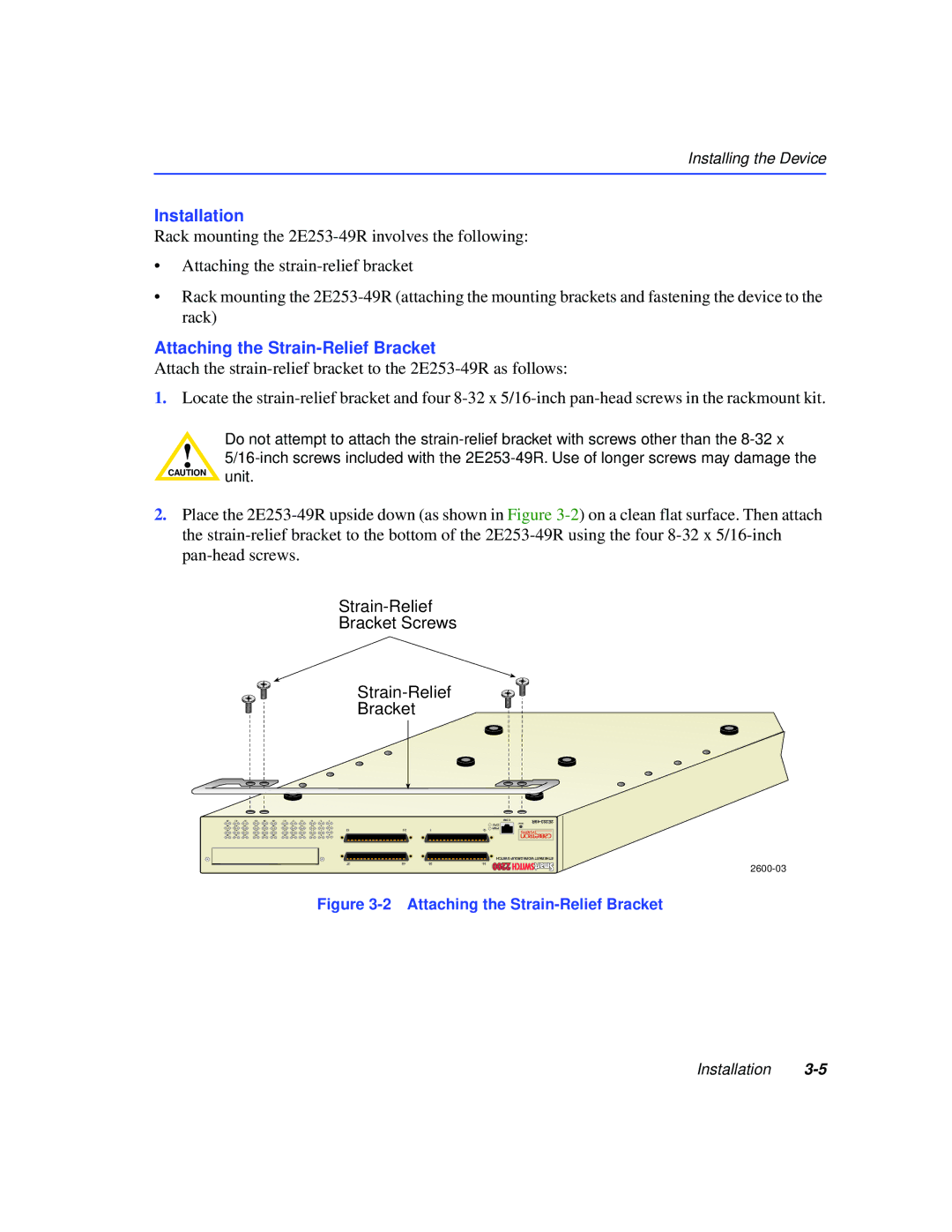 Cabletron Systems 2200 manual Attaching the Strain-Relief Bracket 