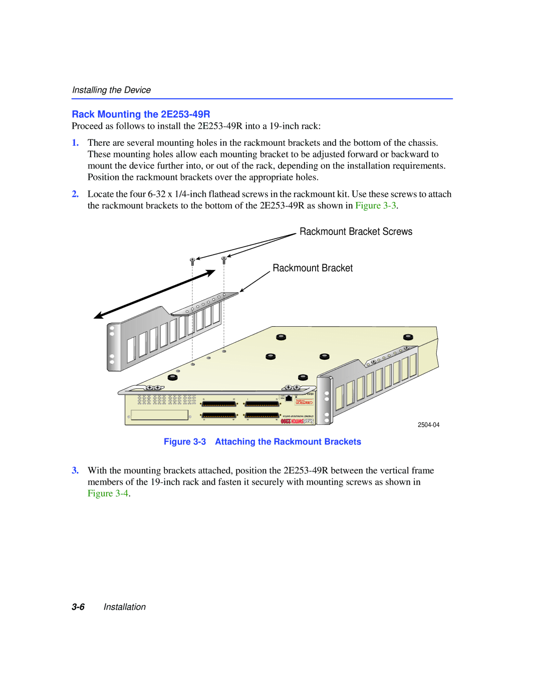 Cabletron Systems 2200 manual Rack Mounting the 2E253-49R 