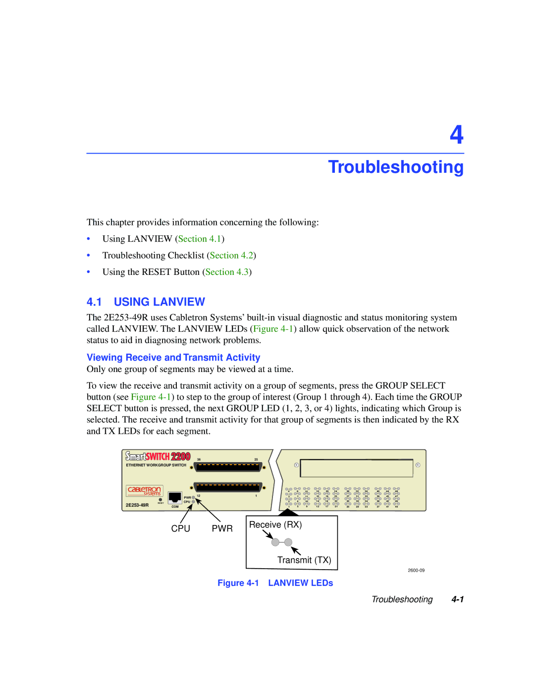 Cabletron Systems 2200 manual Troubleshooting, Using Lanview 