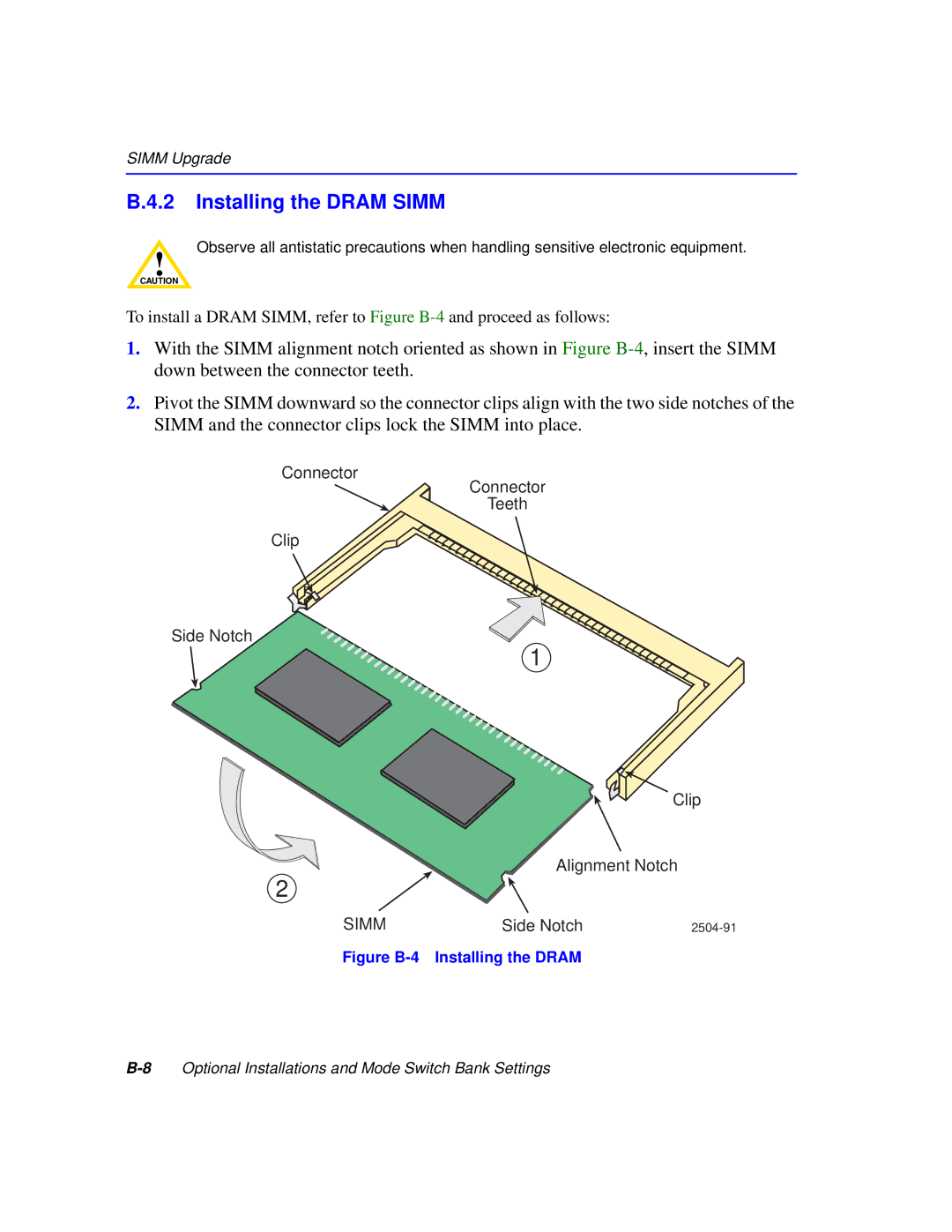 Cabletron Systems 2200 manual Installing the Dram Simm 