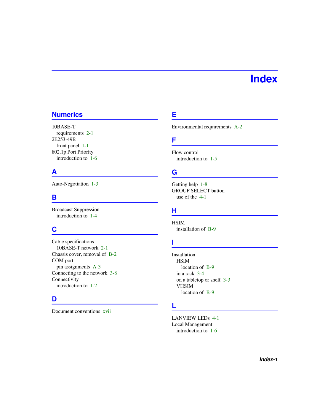 Cabletron Systems 2200 manual Index, Numerics 