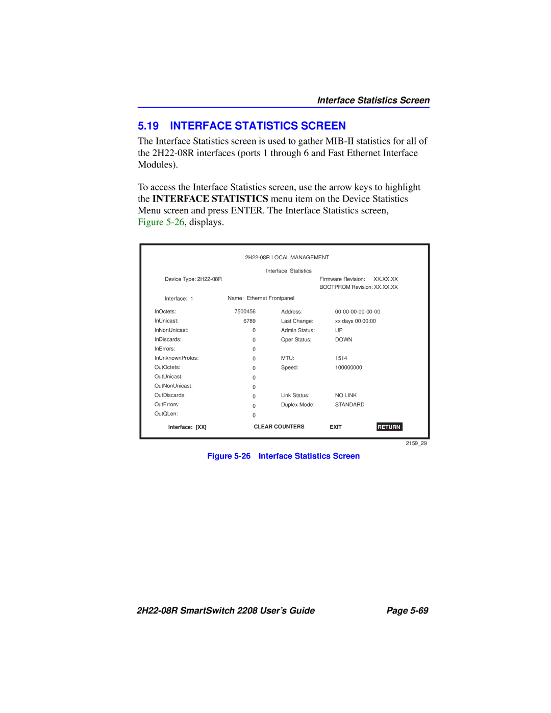 Cabletron Systems 2208 manual Interface Statistics Screen 