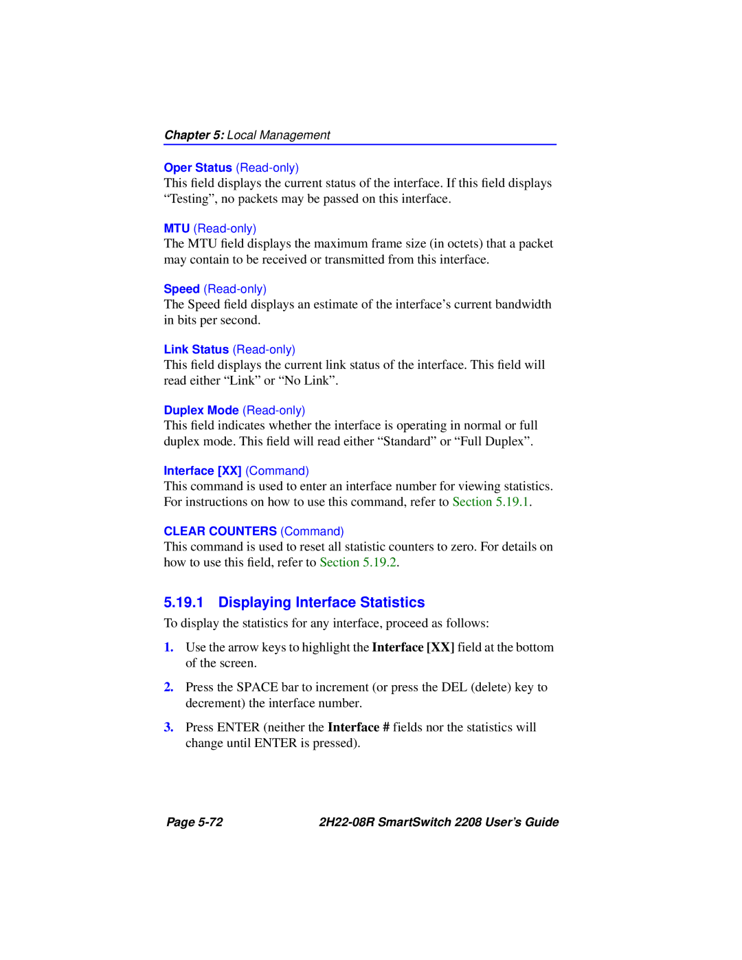 Cabletron Systems 2208 manual Displaying Interface Statistics 