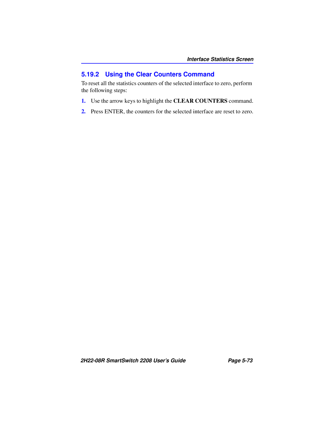 Cabletron Systems 2208 manual Using the Clear Counters Command 