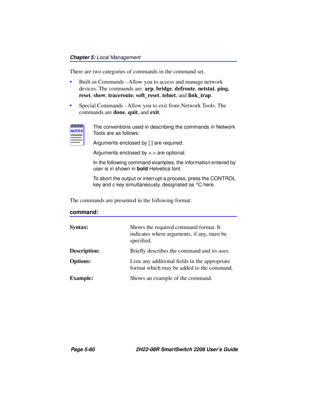 Cabletron Systems 2208 manual Command 