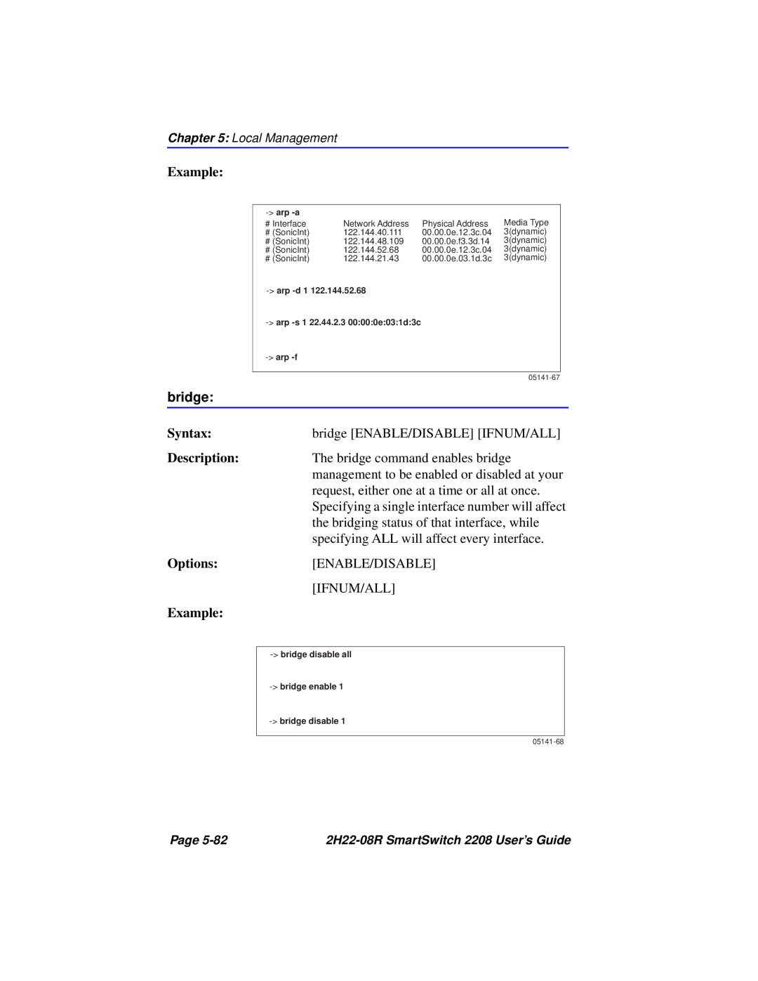 Cabletron Systems 2208 manual Bridge, Arp -a 