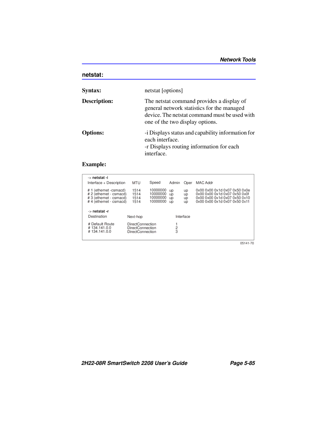 Cabletron Systems 2208 manual Netstat 