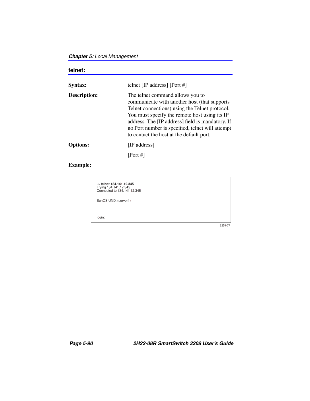 Cabletron Systems 2208 manual Telnet 