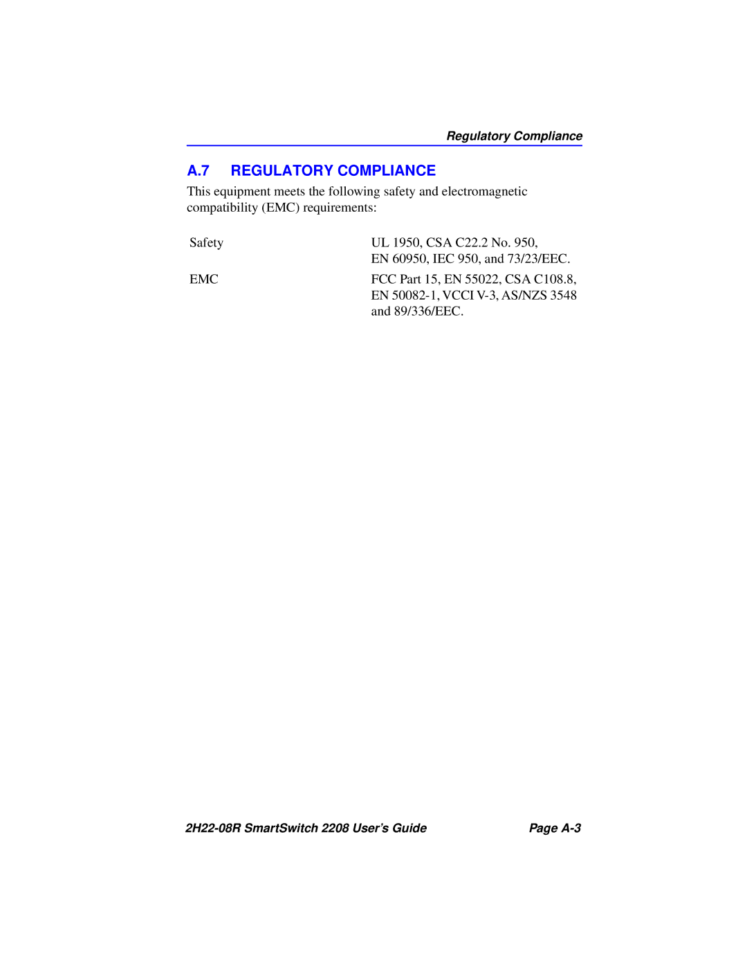 Cabletron Systems 2208 manual Regulatory Compliance, Emc 