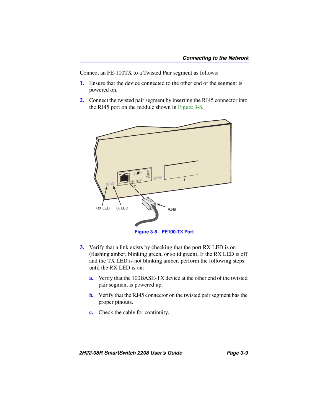 Cabletron Systems 2208 manual FE100-TX Port 