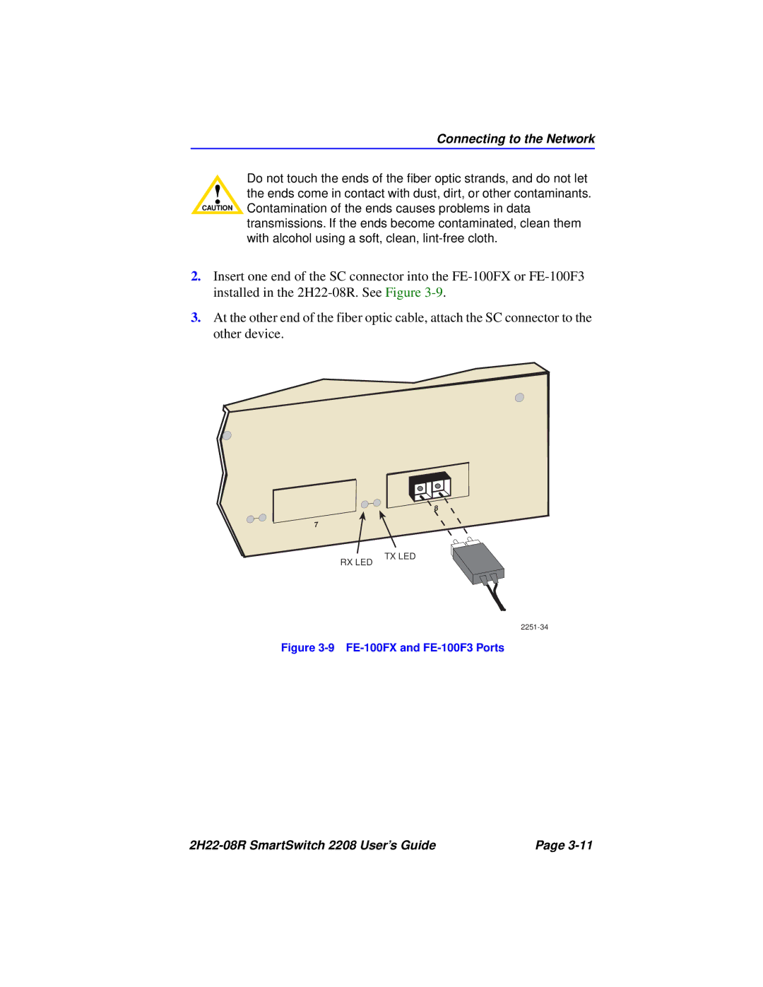 Cabletron Systems 2208 manual FE-100FX and FE-100F3 Ports 