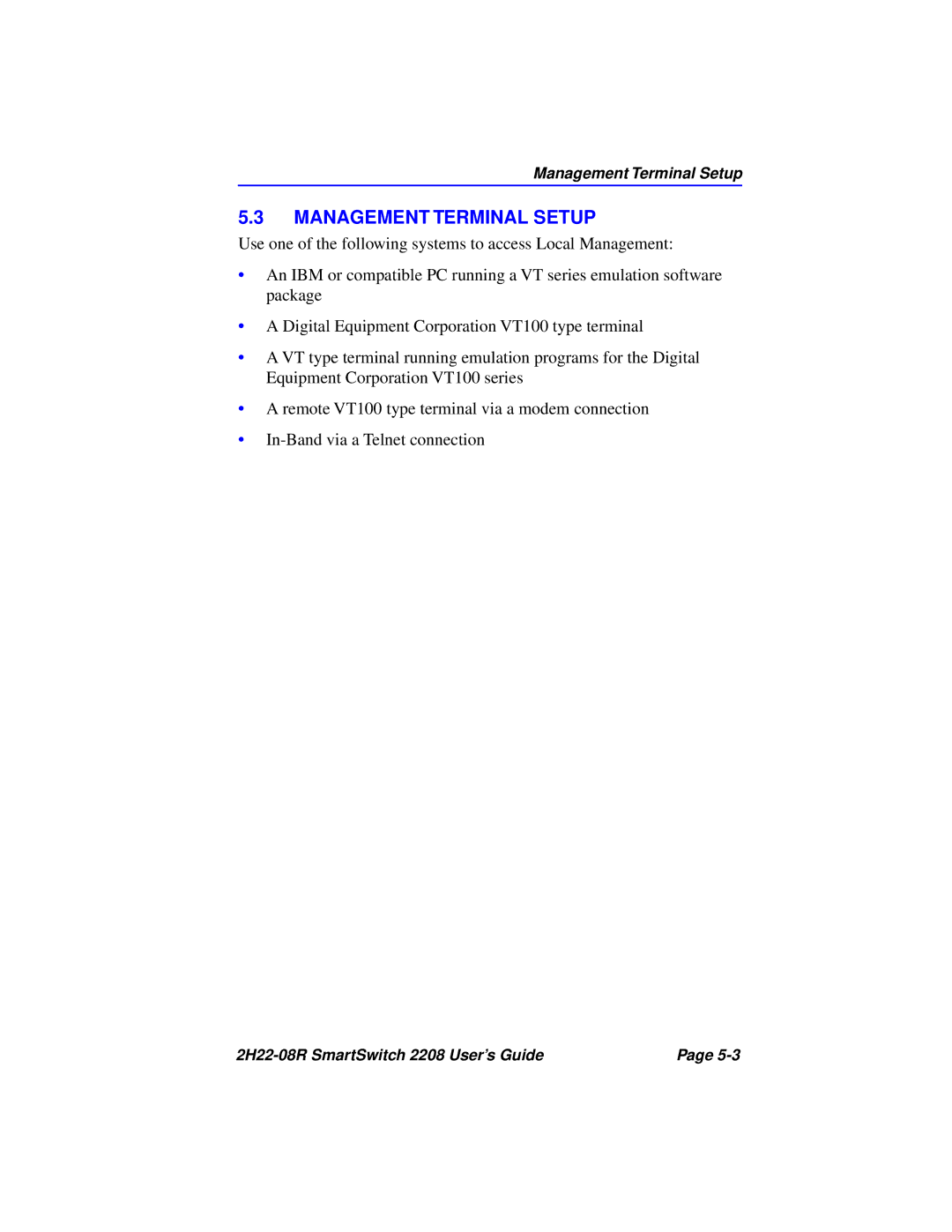 Cabletron Systems 2208 manual Management Terminal Setup 